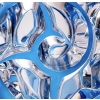 Cristal Lalique ,Vase « tourbillon « Emaillé Bleu. » | Biron Cristal Lalique ,Vase "tourbillon "Emaillé Bleu."