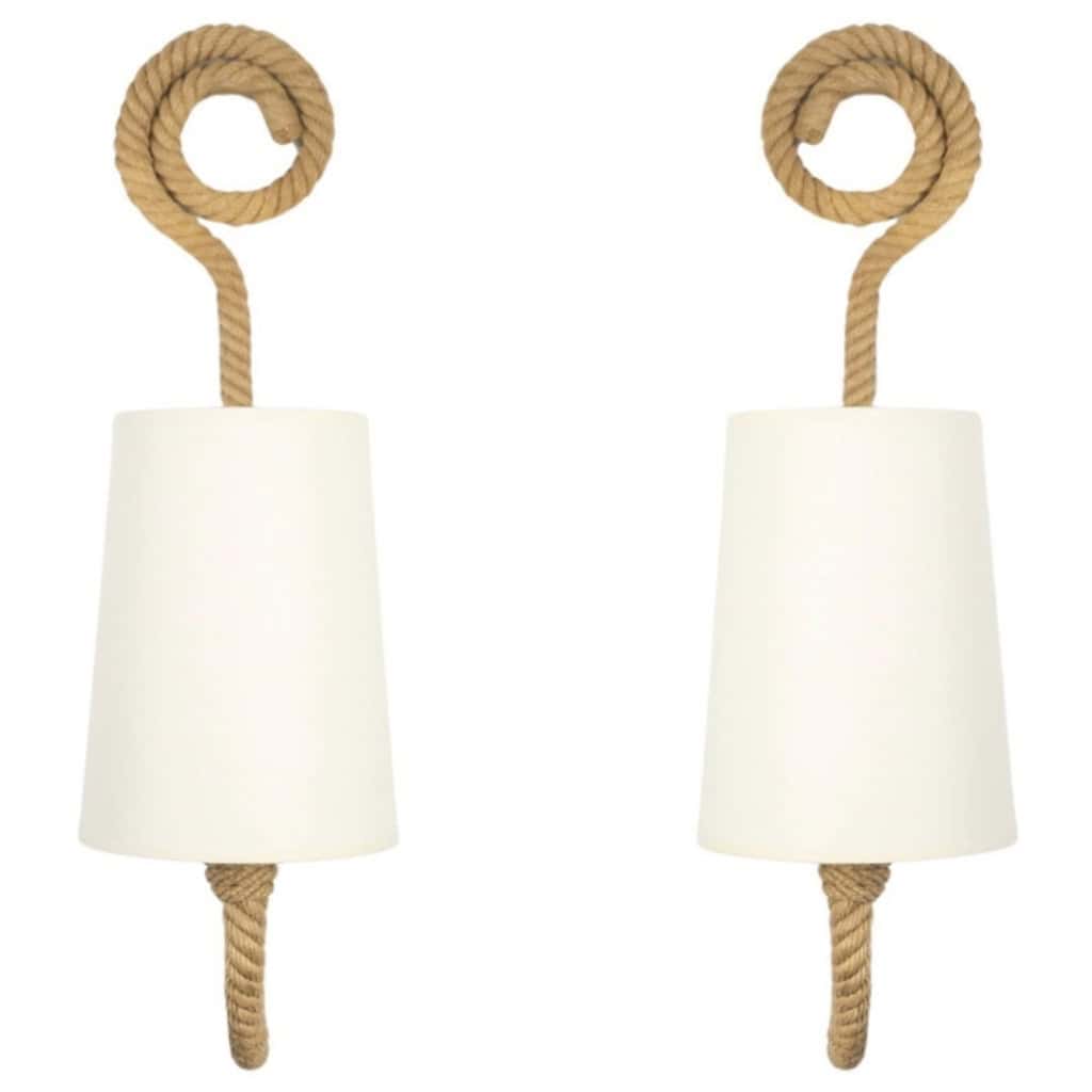 1950 Paire d’appliques en corde par Adrien Audoux & Frida Minet | Biron ||||||