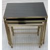 1970′ Tables Gigognes Maison Baguès, 3 Plateaux Miroir Noir et Montants Cannelés 13