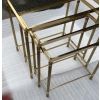 1970′ Tables Gigognes Maison Baguès, 3 Plateaux Miroir Noir et Montants Cannelés 18