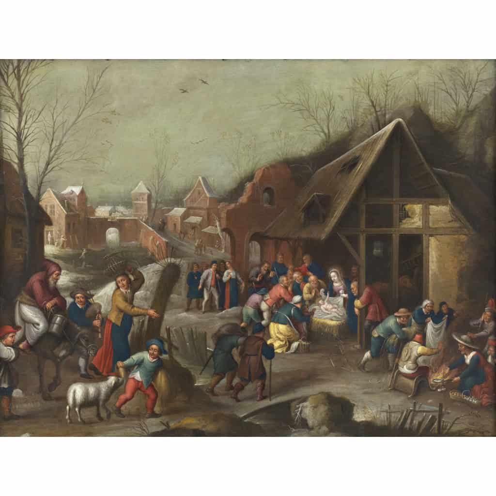 L’Adoration des bergers – Anvers, première moitié du 17e siècle. | Biron L’Adoration des bergers – Anvers, première moitié du 17e siècle.