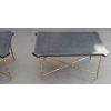 1950/70′ Paire de Bouts de Canapés Bronze Modèle Bambou Plateau Laque de Chine Style Maison Jansen