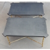 1950/70′ Paire de Bouts de Canapés Bronze Modèle Bambou Plateau Laque de Chine Style Maison Jansen