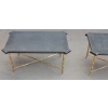 1950/70′ Paire de Bouts de Canapés Bronze Modèle Bambou Plateau Laque de Chine Style Maison Jansen