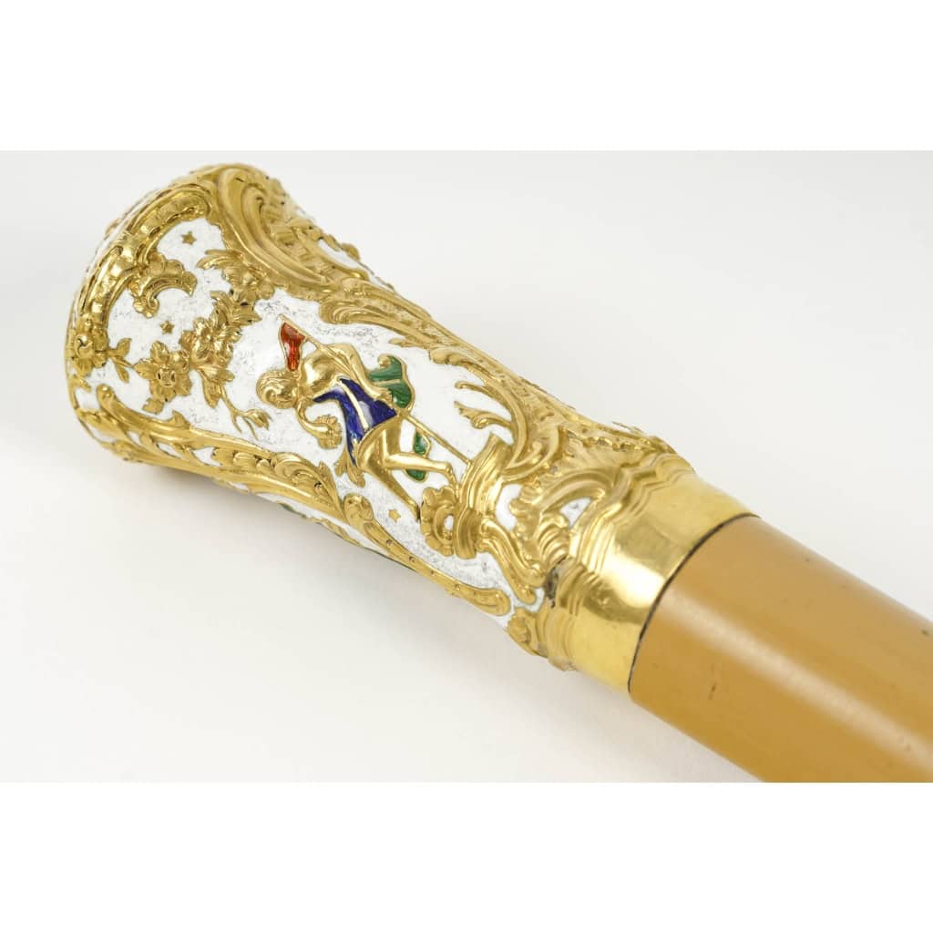 Canne d’homme – Walking stick – émail peint et or – Angleterre c. 1760 | Biron ||||||