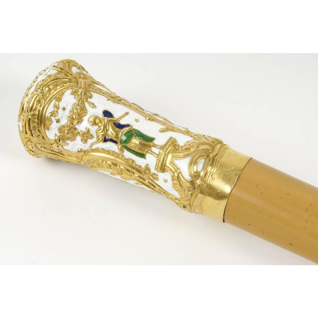 Canne d’homme – Walking stick – émail peint et or – Angleterre c. 1760 | Biron Canne d'homme - Walking stick - émail peint et or - Angleterre c. 1760