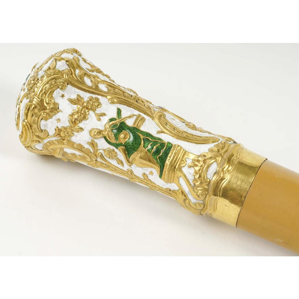 Canne d’homme – Walking stick – émail peint et or – Angleterre c. 1760 | Biron Canne d'homme - Walking stick - émail peint et or - Angleterre c. 1760
