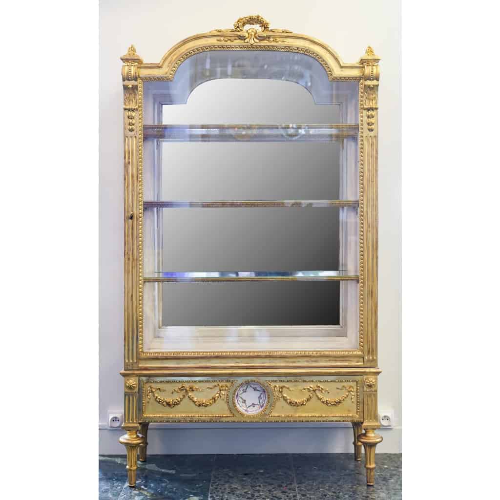 Vitrine De Style Louis XVI, d’époque N. 3, En Bois Sculpté, Doré à La Feuille D’or | Biron ||||||||||||