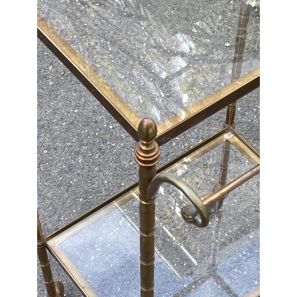 1950/70′ Desserte Roulante Maison Bagués Bronze Decor Bambou Avec Porte Serviette | Biron 1950/70′ Desserte Roulante Maison Bagués Bronze Decor Bambou Avec Porte Serviette
