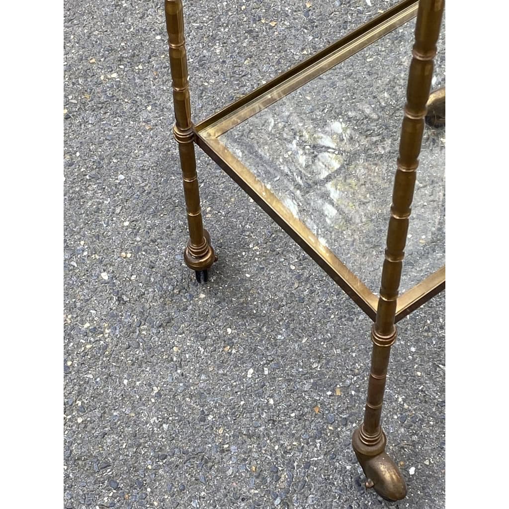 1950/70′ Desserte Roulante Maison Bagués Bronze Decor Bambou Avec Porte Serviette | Biron 1950/70′ Desserte Roulante Maison Bagués Bronze Decor Bambou Avec Porte Serviette