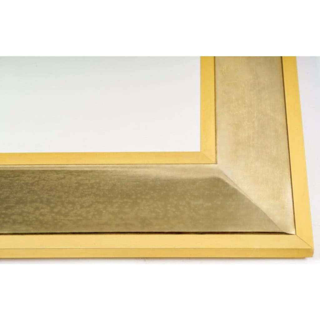 1970 Maison Roche, Miroir en laiton doré et argenté | Biron 1970 Maison Roche, Miroir en laiton doré et argenté