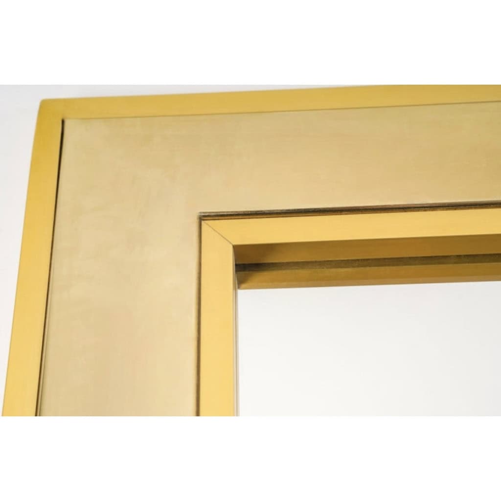 1970 Maison Roche, Miroir en laiton doré et argenté | Biron 1970 Maison Roche, Miroir en laiton doré et argenté