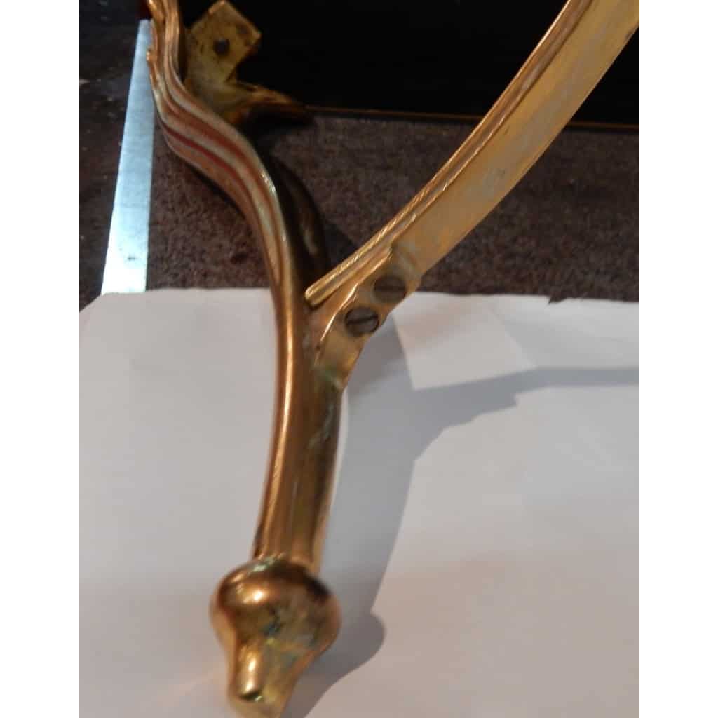 1940/50 Table Basse Plateau Laque de Chine Maison Baguès en Bronze Doré