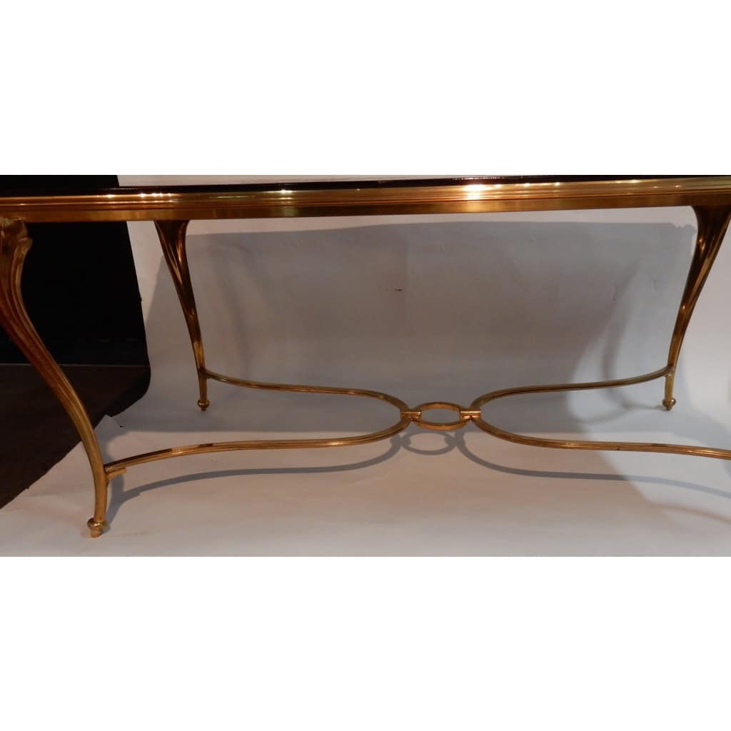 1940/50 Table Basse Plateau Laque de Chine Maison Baguès en Bronze Doré