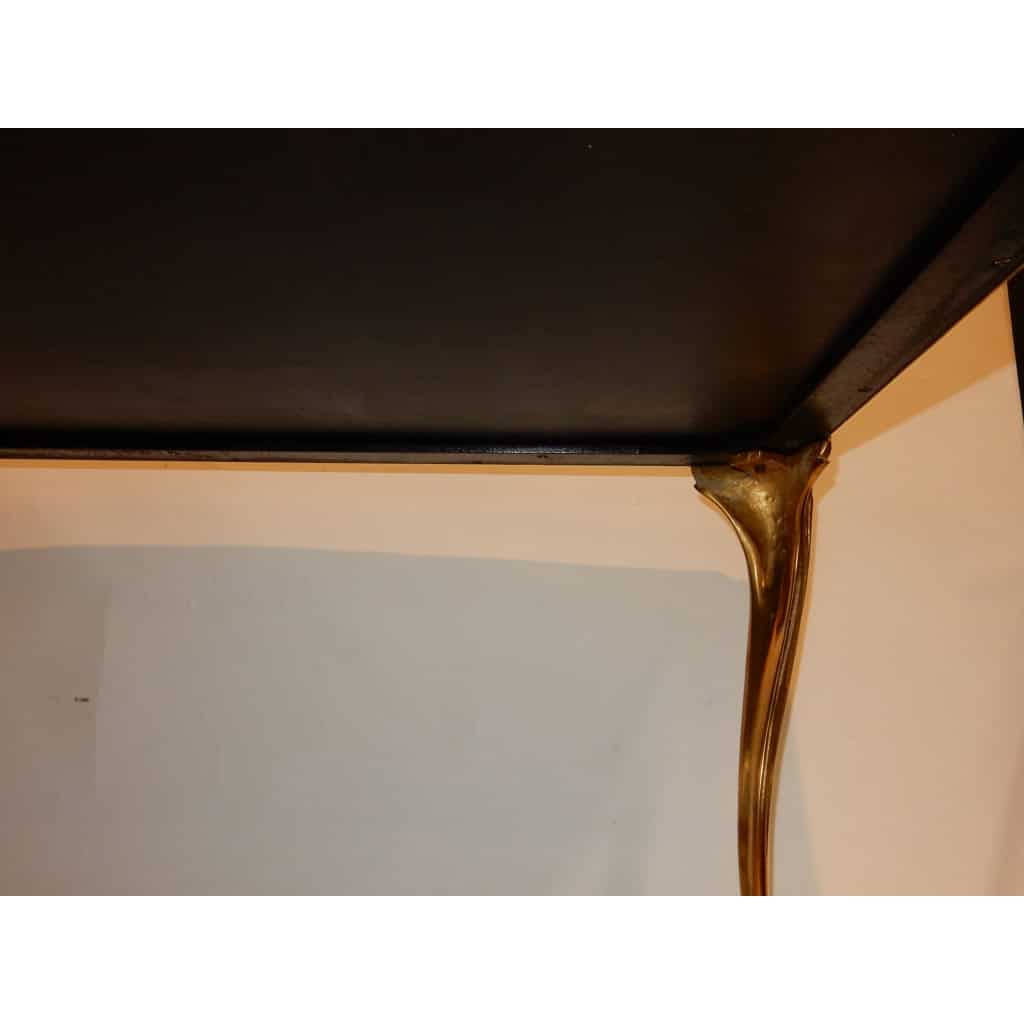1940/50 Table Basse Plateau Laque de Chine Maison Baguès en Bronze Doré
