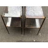 1950/70′ Paire de Tables Maison Jansen En Bronze Patiné Avec Plateaux Miroirs Vintage