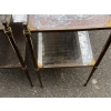 1950/70′ Paire de Tables Maison Jansen En Bronze Patiné Avec Plateaux Miroirs Vintage