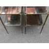 1950/70′ Paire de Tables Maison Jansen En Bronze Patiné Avec Plateaux Miroirs Vintage