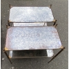 1950/70′ Paire de Tables Maison Jansen En Bronze Patiné Avec Plateaux Miroirs Vintage