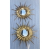 1950′ Paire De Miroirs Soleil Convexe, Bois Doré | Biron 1950′ Paire De Miroirs Soleil Convexe, Bois Doré