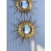 1950′ Paire De Miroirs Soleil Convexe, Bois Doré | Biron 1950′ Paire De Miroirs Soleil Convexe, Bois Doré