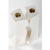 D. Garrido – Paire De Bougeoirs en Argent Massif Constructivisme XXe | Biron D. Garrido - Paire De Bougeoirs En Argent Massif Constructivisme XXe