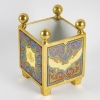 Flower box in Paris porcelain, with geometric polychrome decoration enhanced with gold, production of the second half of the XIXth century, circa 1860. | Biron Paris porcelain flower box, with geometric polychrome decoration enhanced with gold, production of the second half of the XIXth century, circa 1860.