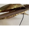 1970’ Applique Papillon en Bronze ou Laiton, Duval Brasseur Ou Isabelle Faure, 4 Ampoules, Ailes d’Agate | Biron 1970’ Applique Papillon en Bronze ou Laiton, Duval Brasseur Ou Isabelle Faure, 4 Ampoules, Ailes d’Agate