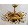 1970′ Plafonnier ou Applique à Décor de Fleurs et Feuilles en Métal Doré Style Maison Baguès Feuilles en Verre 15 Ampoules | Biron 1970′ Plafonnier ou Applique à Décor de Fleurs et Feuilles en Métal Doré Style Maison Baguès Feuilles en Verre 15 Ampoules