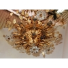 1970′ Plafonnier ou Applique à Décor de Fleurs et Feuilles en Métal Doré Style Maison Baguès Feuilles en Verre 15 Ampoules | Biron 1970′ Plafonnier ou Applique à Décor de Fleurs et Feuilles en Métal Doré Style Maison Baguès Feuilles en Verre 15 Ampoules