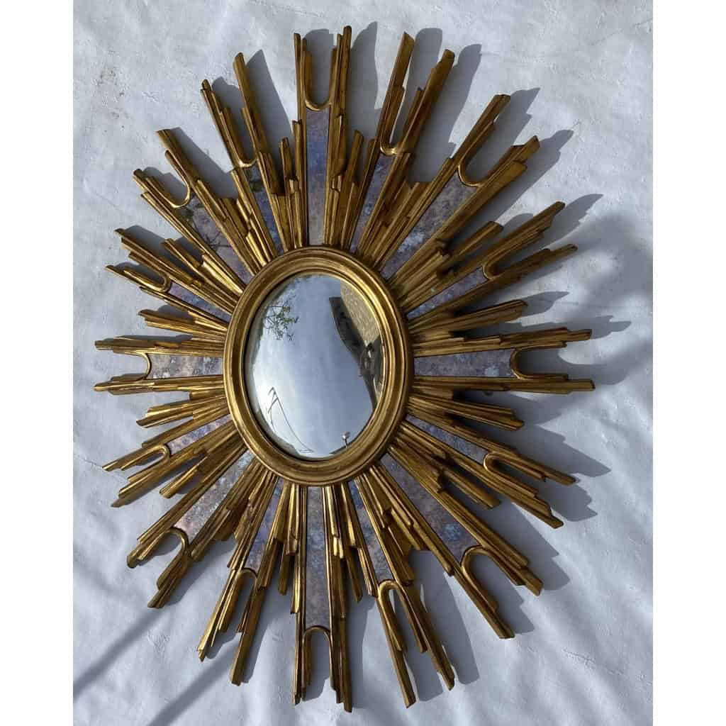1970′ Miroir Soleil Ovale , Résine Dorée | Biron ||||||||