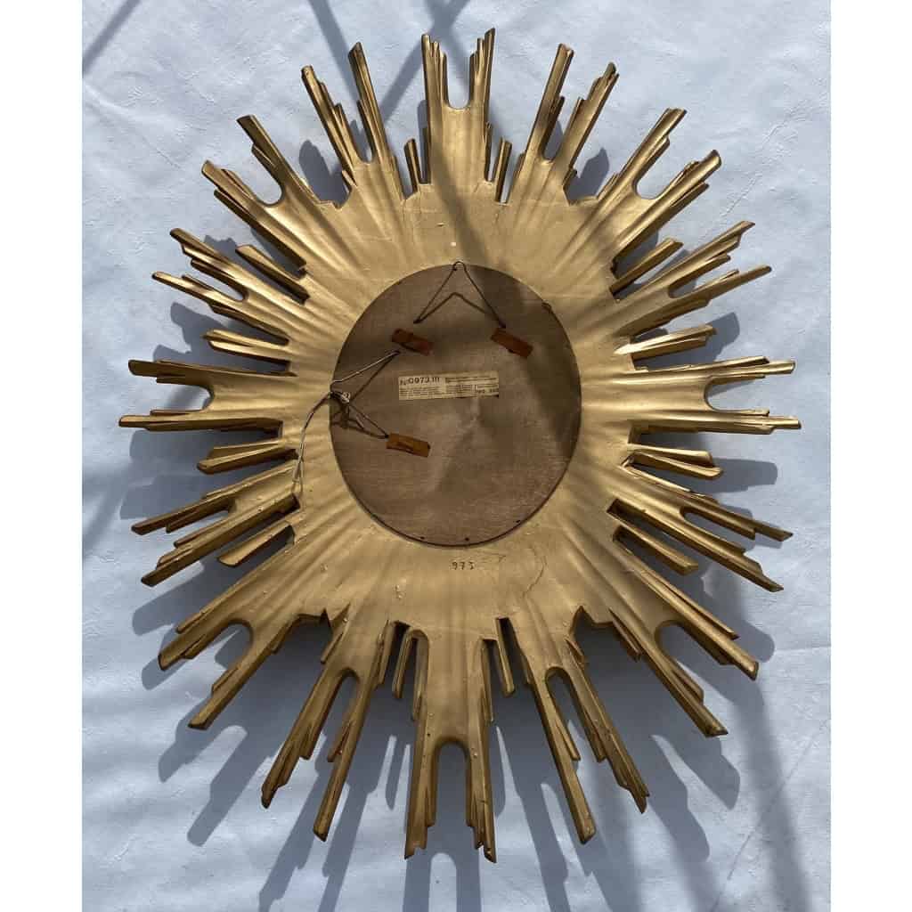 1970′ Miroir Soleil Ovale , Résine Dorée | Biron 1970′ Miroir Soleil Ovale , Résine Dorée