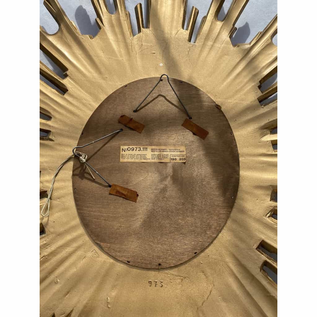 1970′ Miroir Soleil Ovale , Résine Dorée | Biron 1970′ Miroir Soleil Ovale , Résine Dorée