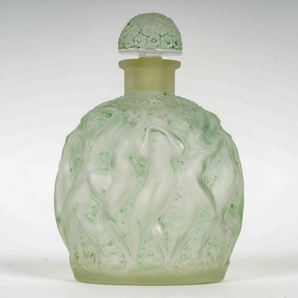 Flacon « Calendal » verre blanc patiné vert de René LALIQUE | Biron ||||||