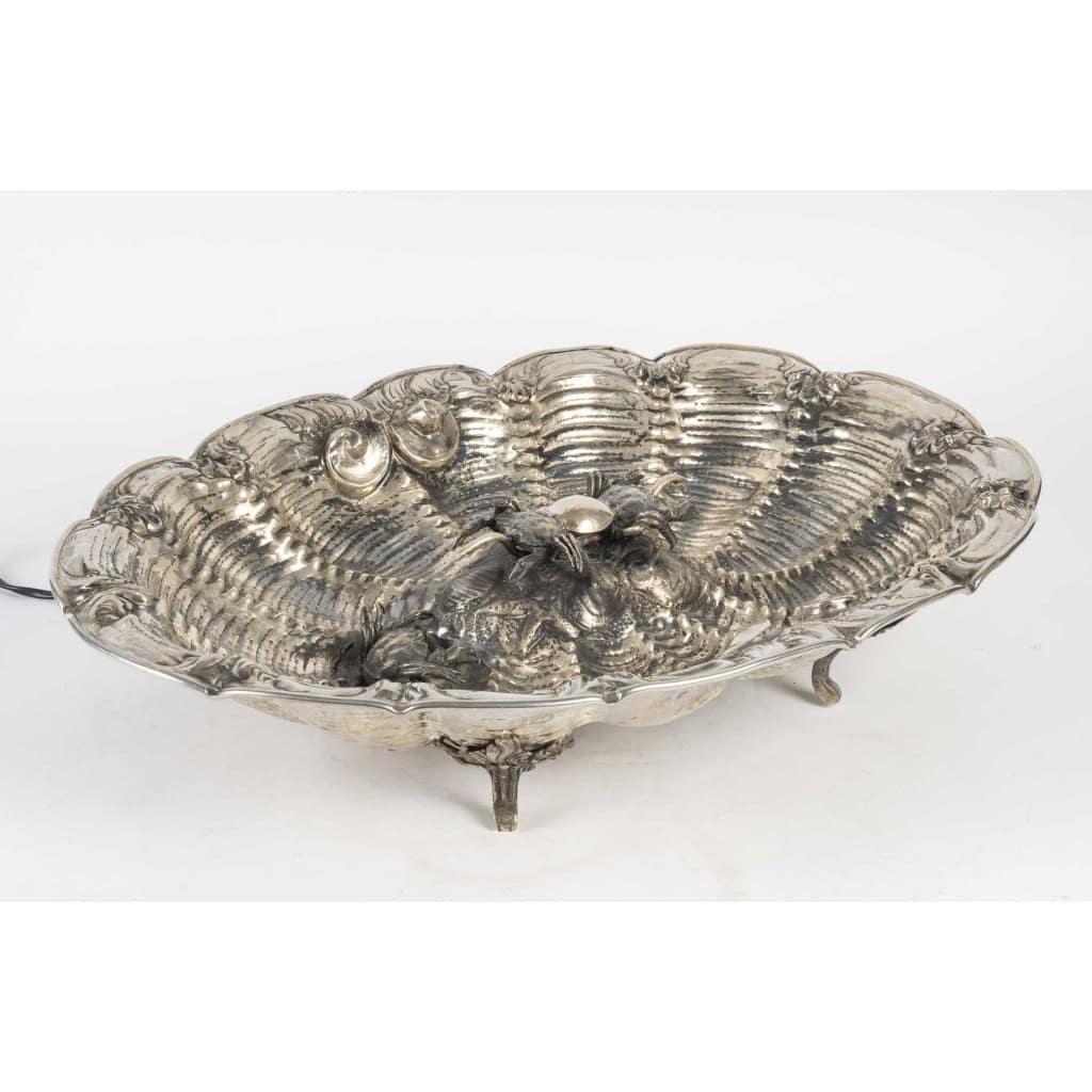 Fontaine d’eau , centre pièce en argent les crabes au bords de la mère travaille italien L:60cm poids 3,8kg | Biron ||||||||