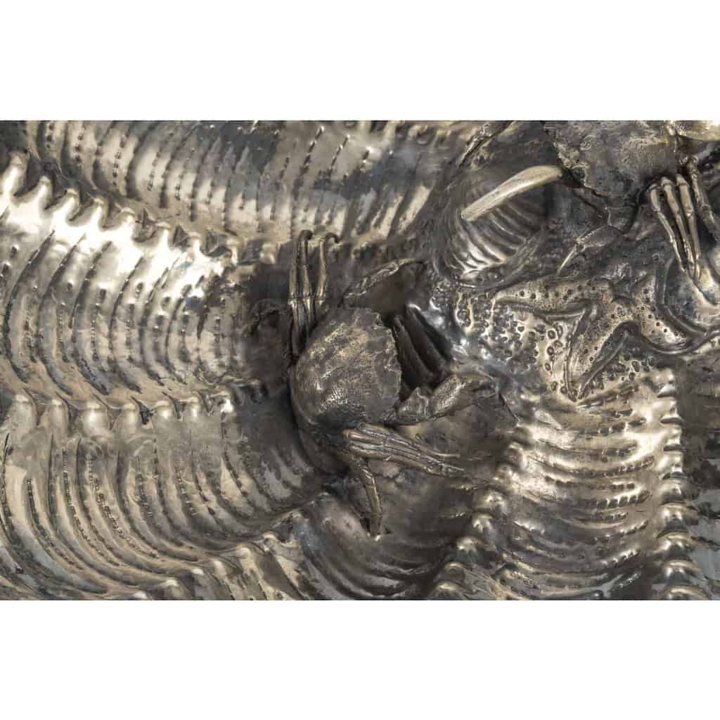 Fontaine d’eau , centre pièce en argent les crabes au bords de la mère travaille italien L:60cm poids 3,8kg | Biron Fontaine d’eau , centre pièce en argent les crabes au bords de la mère travaille italien L:60cm poids 3,8kg