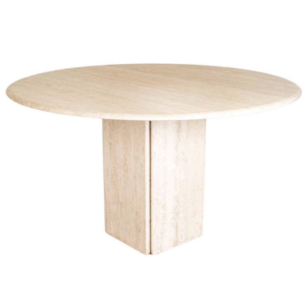 1970 Table ronde en travertin Modèle Dolmen de Roche Bobois | Biron |||||