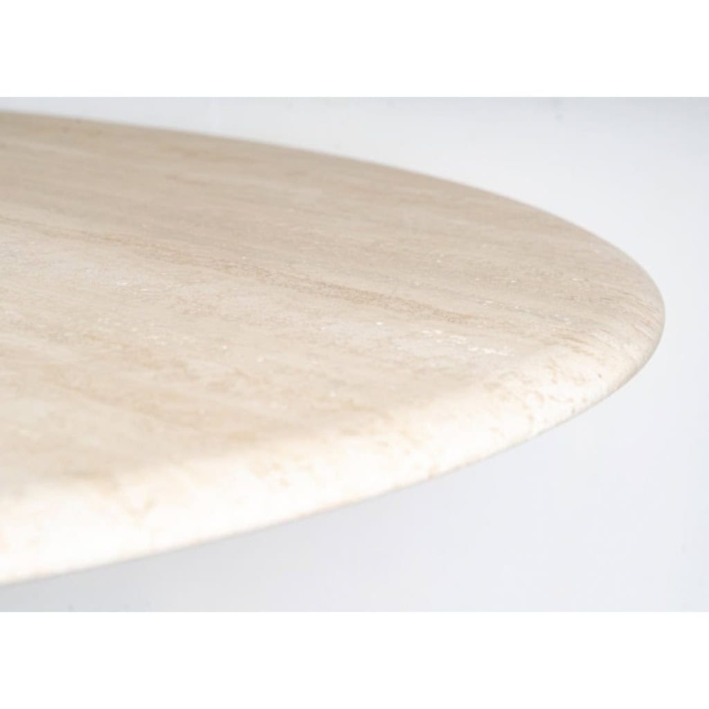 1970 Table ronde en travertin Modèle Dolmen de Roche Bobois | Biron 1970 Table ronde en travertin Modèle Dolmen de Roche Bobois