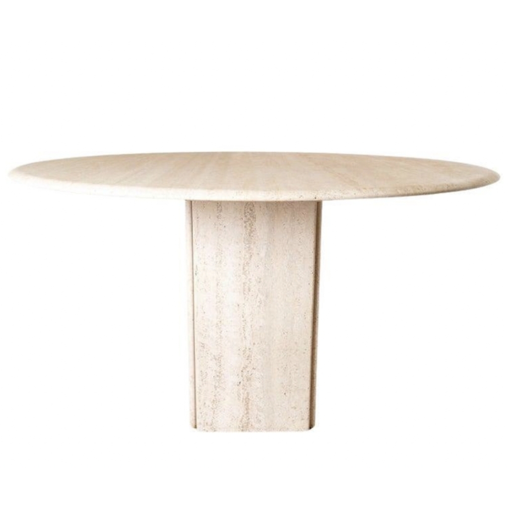 1970 Table ronde en travertin Modèle Dolmen de Roche Bobois | Biron 1970 Table ronde en travertin Modèle Dolmen de Roche Bobois