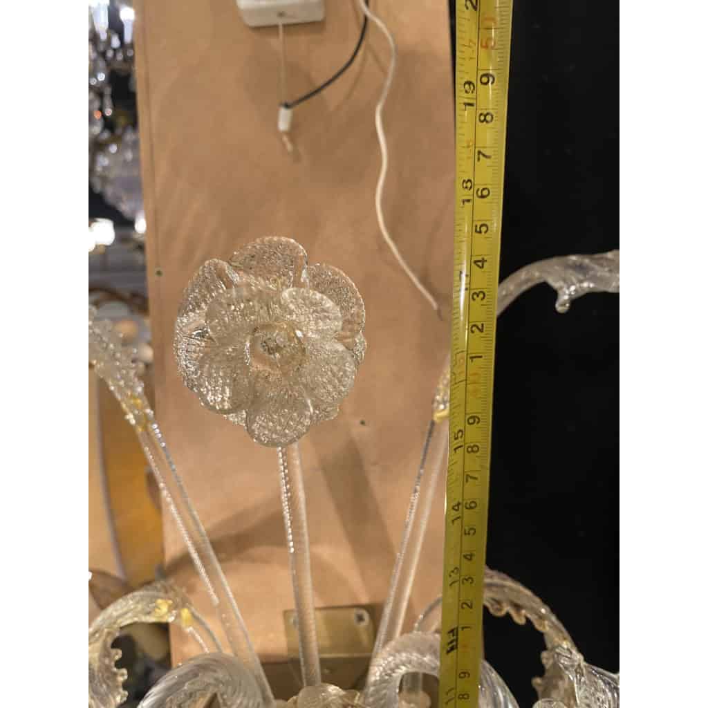 1950/70′ Paire d’Appliques à 2 Bras de Lumière en Cristal de Murano Avec Paillons d’Or | Biron 1950/70′ Paire d’Appliques à 2 Bras de Lumière en Cristal de Murano Avec Paillons d’Or