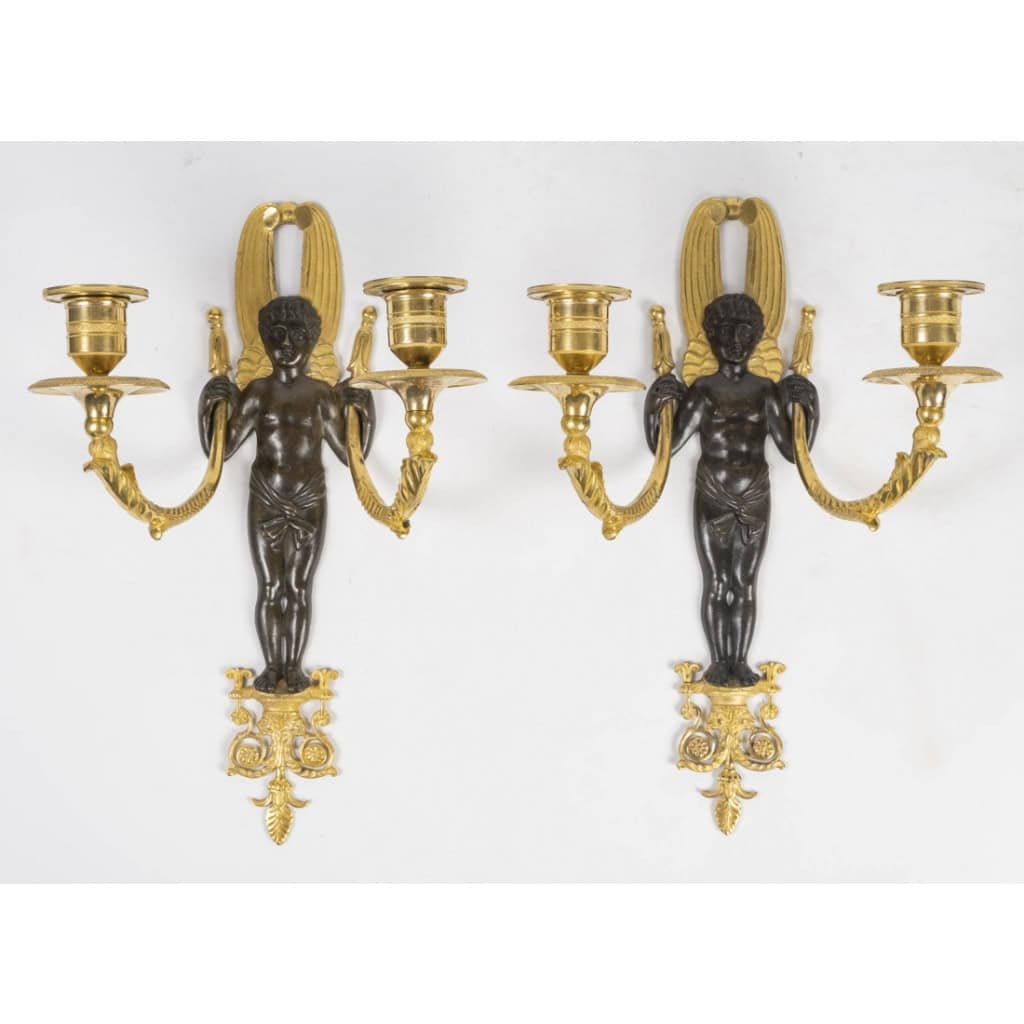 Paire d’appliques d’époque 1er Empire (1804 – 1815). | Biron |||||