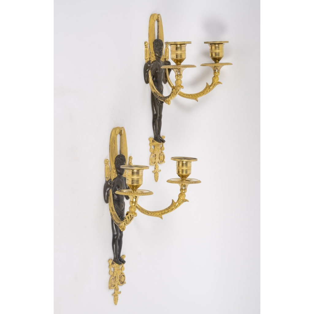 Paire d’appliques d’époque 1er Empire (1804 – 1815). | Biron Paire d'appliques d'époque 1er Empire (1804 - 1815).