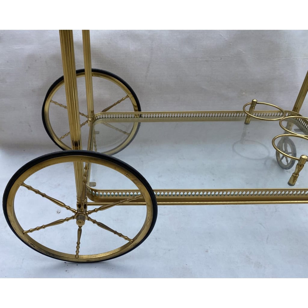1950/70 Desserte Roulante Maison Jansen En Laiton Et Bronze Doré Pommes De Pin | Biron 1950/70 Desserte Roulante Maison Jansen En Laiton Et Bronze Doré Pommes De Pin