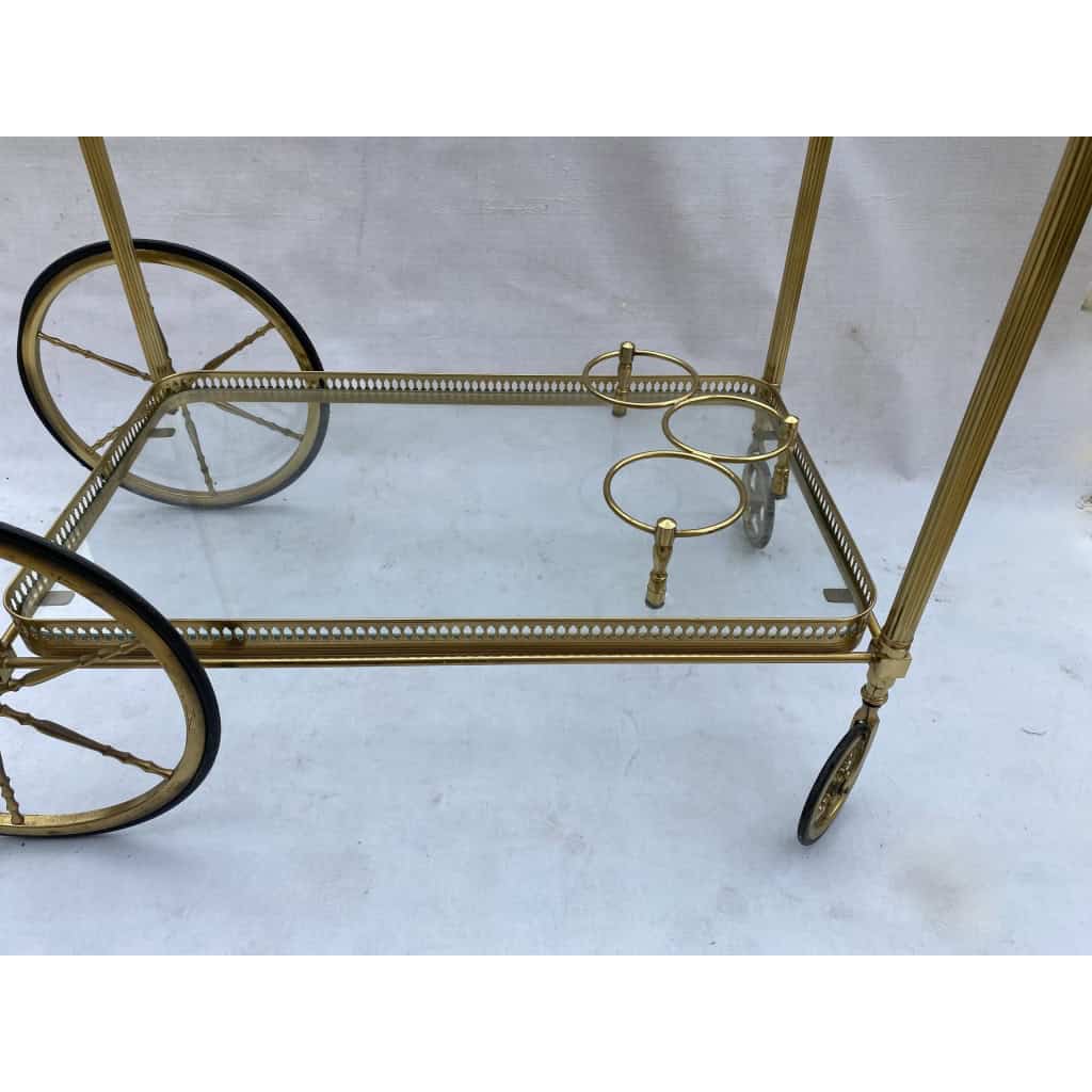 1950/70 Desserte Roulante Maison Jansen En Laiton Et Bronze Doré Pommes De Pin | Biron 1950/70 Desserte Roulante Maison Jansen En Laiton Et Bronze Doré Pommes De Pin