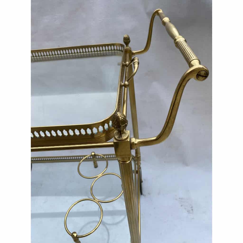 1950/70 Desserte Roulante Maison Jansen En Laiton Et Bronze Doré Pommes De Pin | Biron 1950/70 Desserte Roulante Maison Jansen En Laiton Et Bronze Doré Pommes De Pin