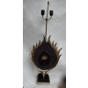 1970′ Lampe Décor Lotus, Bronze Argenté, Galuchat, Agate, Duval Brasseur Non Signée | Biron 1970′ Lampe Décor Lotus, Bronze Argenté, Galuchat, Agate, Duval Brasseur Non Signée