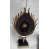 1970′ Lampe Décor Lotus, Bronze Argenté, Galuchat, Agate, Duval Brasseur Non Signée | Biron 1970′ Lampe Décor Lotus, Bronze Argenté, Galuchat, Agate, Duval Brasseur Non Signée
