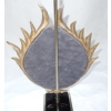 1970′ Lampe Décor Lotus, Bronze Argenté, Galuchat, Agate, Duval Brasseur Non Signée | Biron 1970′ Lampe Décor Lotus, Bronze Argenté, Galuchat, Agate, Duval Brasseur Non Signée