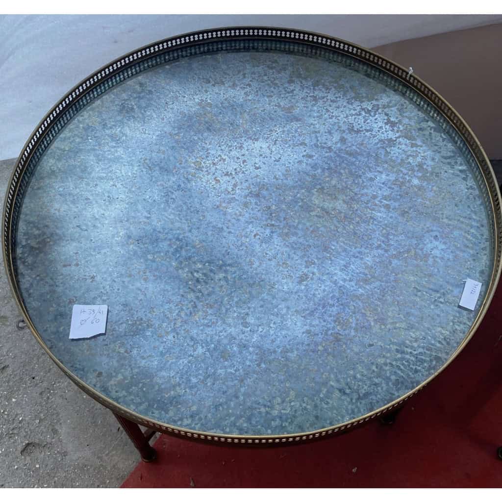 1950/70′ Paire De Tables Basses Rondes En Bronze Patiné Style L XVI