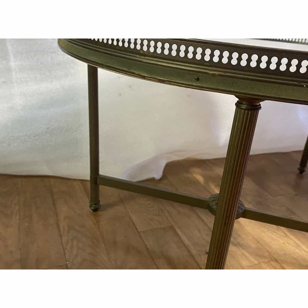 1950/70′ Paire De Tables Basses Rondes En Bronze Patiné Style L XVI